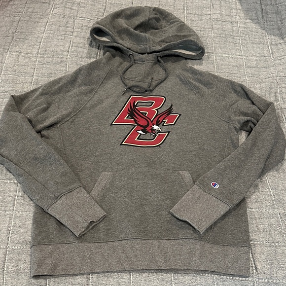 Boston College Women’s Champion Gray Hoodie with Maroon and White Logo - Picture 1 of 5